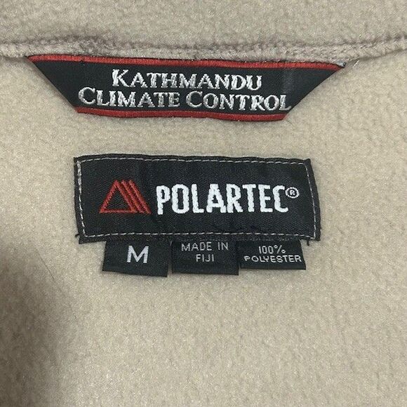 Kathmandu Polartec Climate Control Y2K Men M Tan Black Trim Zip Up Fleece Vest - Picture 7 of 12